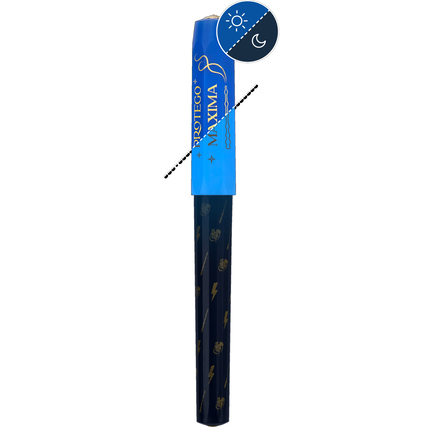 Gelschreiber mit Harry-Potter-Motiv und leuchtender Kappe, auf blauem Hintergrund.