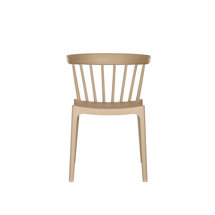 Sandfarbener Gartenstuhl Windson mit einer Rundrückenlehne und vier Beinen, von hinten betrachtet.