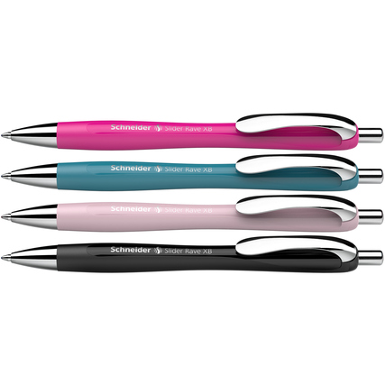 Schneider Kugelschreiber Slider Rave 4 St./Pack. schwarz, power pink, teal, pearl Produktbild pa_produktabbildung_1 XL