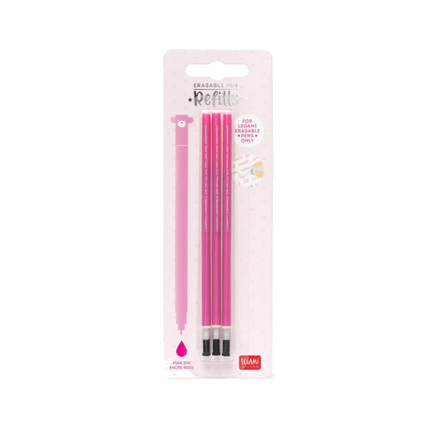 Ersatzminen in pink für einen löschbaren Gelstift auf einer Verpackung abgebildet.