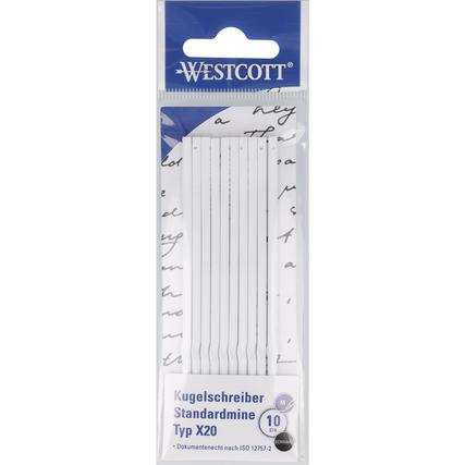 Westcott Kugelschreibermine 0,5mm schwarz X20 dokumentenecht 10 St./Pack.