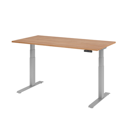 Hammerbacher Schreibtisch Basic 1.600 x 640 x 1.290 x 800 mm (B x H x T) nussbaum silber Produktbild pa_produktabbildung_1 XL