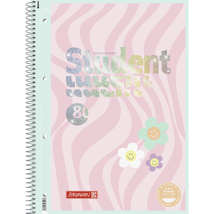 BRUNNEN Collegeblock Student DIN A4 kariert mit Rand innen/außen Happy Hippie Produktbild pa_produktabbildung_1 XL