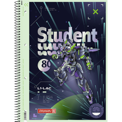 Collegeblock im DIN A4-Format mit einem Robot Heroes-Motiv auf dem Cover.