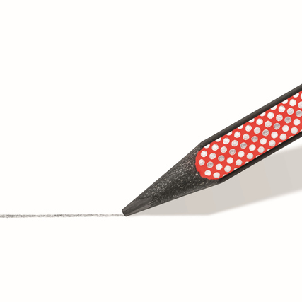 Bleistift mit rutschfester Oberfläche schreibt auf einer weißen Fläche.