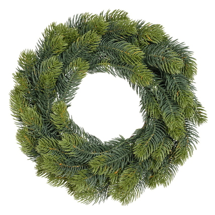 Künstlicher Weihnachtskranz mit grünen Nadeln, Durchmesser 40 cm.