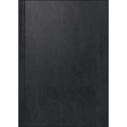 Schwarzer Buchkalender mit softer Oberfläche und ohne sichtbare Schrift oder Verzierungen.