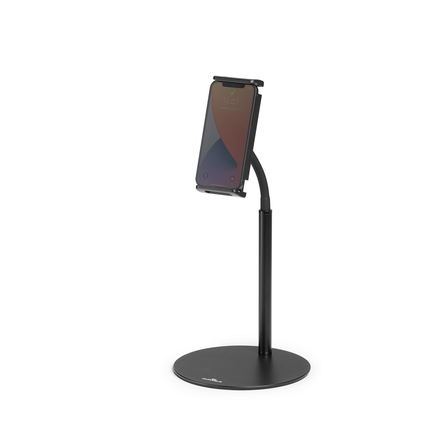 Tischständer für Tablet oder Handy mit flexiblem Arm und stabilem Standfuß.