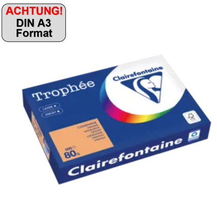 Clairefontaine Kopierpapier Trophée Color DIN A3 *80 g/m²* *500 Bl./Pack.* clementine Produktbild pa_produktabbildung_1 XL