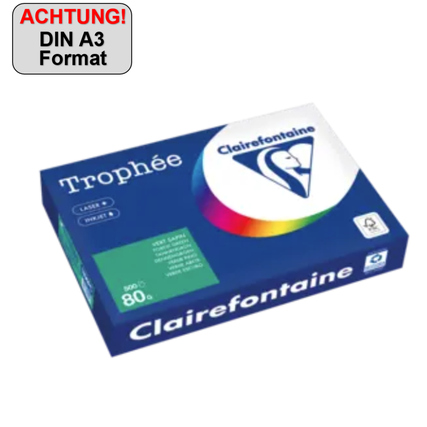 Clairefontaine Kopierpapier Trophée Color DIN A3 80 g/m² 500 Bl./Pack. tannengrün Produktbild pa_produktabbildung_1 XL