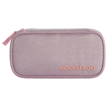 Schlampermäppchen in rosa mit Reißverschluss und gesticktem Logo.