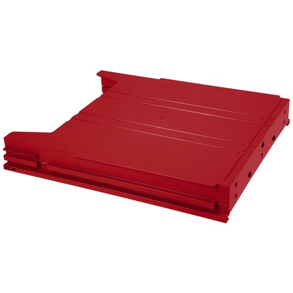 Rotes Anbaumodul für Prospekthalter mit flacher Oberfläche und seitlich offenem Design.