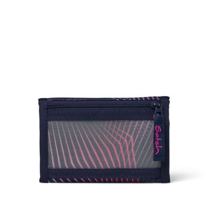Geldbörse in Seismic Pink mit transparentem Sichtfenster und großem Münz- und Geldscheinfach.