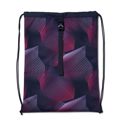 Sportbeutel in Seismic Pink mit geometrischem Muster und Zugbandverschluss.