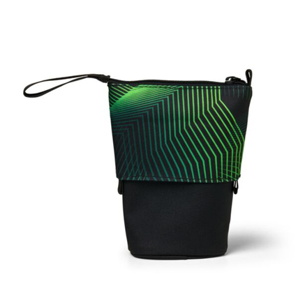 Schlampermäppchen in Seismic Green mit praktischem Aufklappmechanismus und verborgenem Fach.