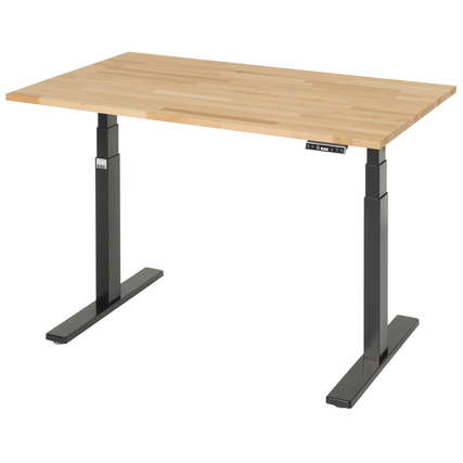 RAU Schreibtisch Adlatus 100 25 cm tiefschwarz 1.250 x 650-1.300 x 800 mm (B x H x T) Produktbild pa_produktabbildung_1 XL