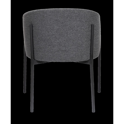 Rückansicht eines anthrazitfarbenen Sessel mit minimalistischen Metallbeinen.