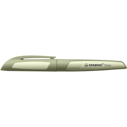 Füllfederhalter in pastellkhaki mit ergonomischer Griffzone und gefederter Kappe.