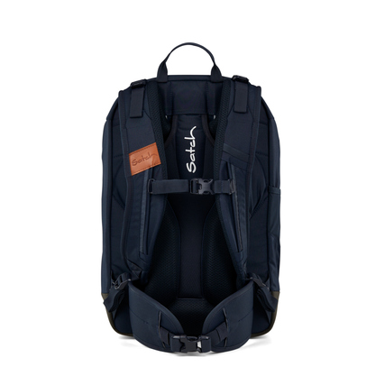 Schulrucksack in Nordic Blue mit ergonomischem Design und verstellbaren Tragegurten, Rückansicht.