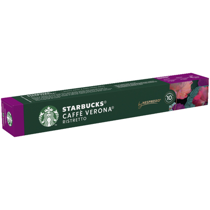 Kaffeekapseln in Verpackung mit lila und pinken Blumenmotiven, für Nespresso-Maschinen geeignet.