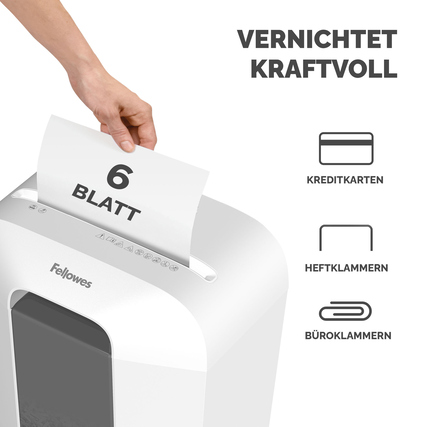 Fellowes® Aktenvernichter Powershred® LX25 weiß Produktbild pa_anwendungsbeispiel_2 XL