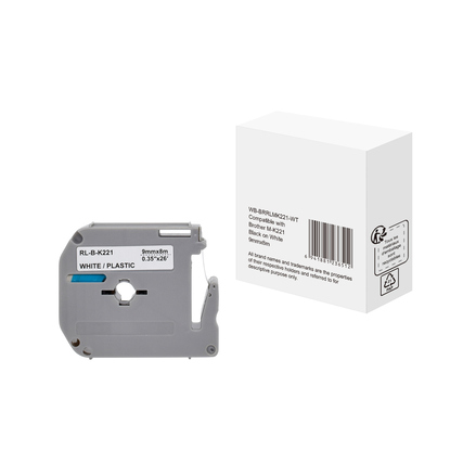 Schriftbandkassette in grau mit Verpackung, kompatibel mit Brother M-K221.