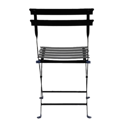 Gartenstuhl Eden in Schwarz, Ansicht von hinten, klappbar und pflegeleicht.