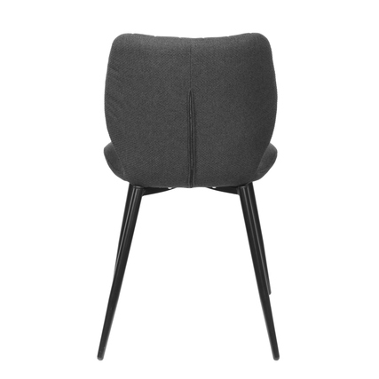 Rückansicht eines anthrazitfarbenen Besucherstuhls mit schmalen Beinen.