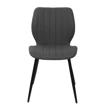 Besucherstuhl in anthrazit mit gestepptem Bezug und schwarzen Beinen, frontale Ansicht.