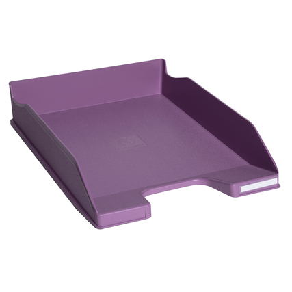 Fuchsia-farbene, stapelbare Briefablage im treppenförmigen Design.