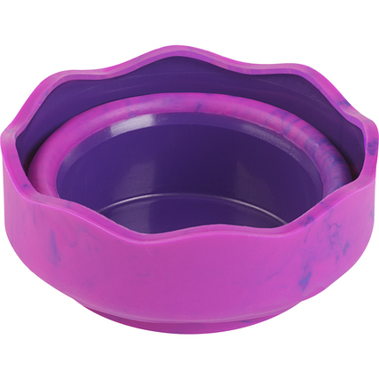 Pinselbecher in Pink-Marmor-Optik mit Wellenrand für Pinselablage und als Stifteköcher nutzbar.