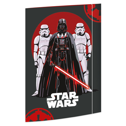 Zeichenmappe aus Karton mit Star Wars-Motiv, zeigt Darth Vader und Stormtrooper.