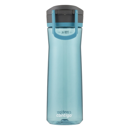 Türkise auslaufsichere Trinkflasche mit AUTOPOP™-Deckel und Tragegriff, Frontansicht.