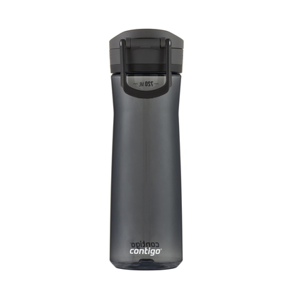 Schwarze Contigo Trinkflasche Jackson 2.0 mit AUTOPOP™-Mechanismus und Tragegriff.