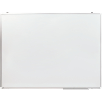 Weißes, kratzfestes Whiteboard mit Kunststoffrahmen in der Größe 120 x 90 cm.