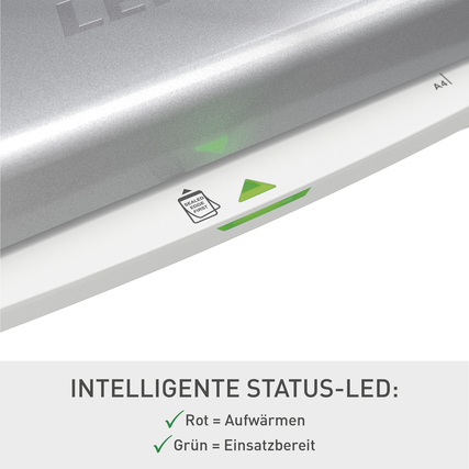 Laminiergerät mit LED-Anzeige für Aufwärm- und Betriebsstatus in Anwendungsbeispiel.