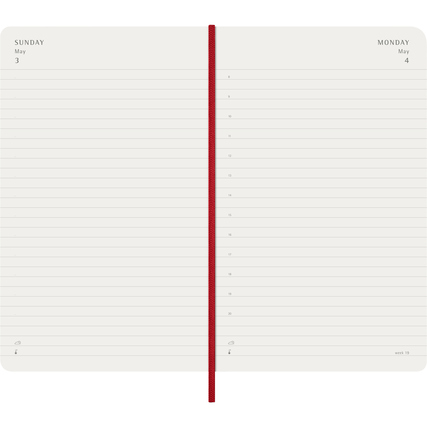 Kalenderblatt mit einer geöffneten Doppelseite für Sonntag und Montag im minimalistischen Design.