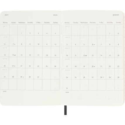 Kalenderansicht für Juli und August 2026 in einem DIN A6 Taschenkalender.