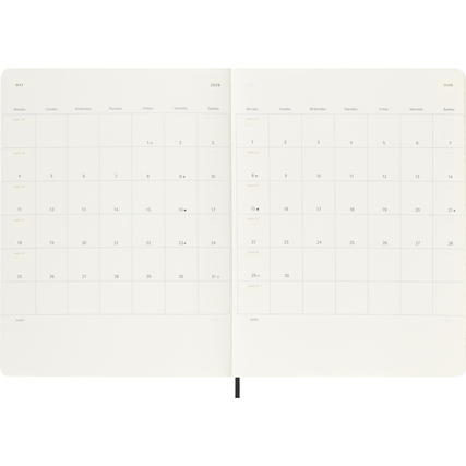 Kalender für Juli 2025 bis Dezember 2026 mit Monatsübersicht auf zwei Seiten.