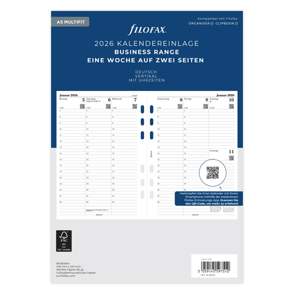FILOFAX Einlage Kalender exklusiv Multifit 2026 Produktbild pa_produktabbildung_1 XL