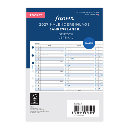 FILOFAX Einlage Kalender exklusiv Pocket 2027 Produktbild pa_produktabbildung_1 XL
