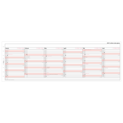 Kalendereinlage für 2027 mit Wochenübersicht und roten Markierungen.
