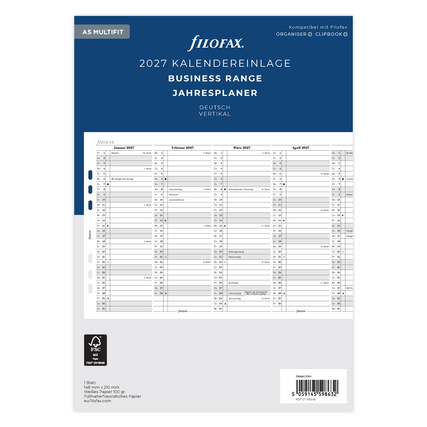 FILOFAX Einlage Kalender exklusiv Multifit 2027 Produktbild pa_produktabbildung_1 XL