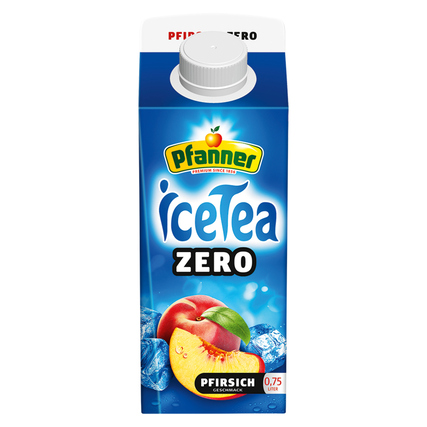 Pfanner Eistee Pfirsich Zero TetraPak 8 x 0,75 l/Pack.