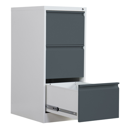 Hängeregistraturschrank mit zwei Schubladen in anthrazit, im geöffneten Zustand.