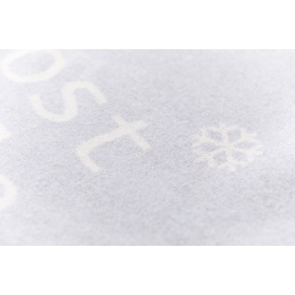 Graue Decke mit dem Aufdruck "Frostbeule" und einer Schneeflocke als dekoratives Element.