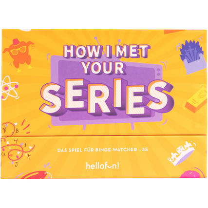 Gesellschaftsspiel "How I met your Series" in einem bunten, illustrativen Verpackungsdesign.