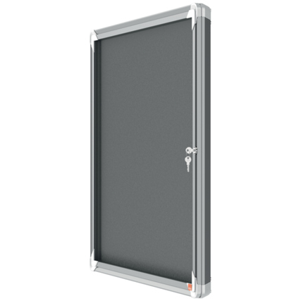 Grauer Schaukasten mit Schlüsselverschluss für 6 x DIN A4 Dokumente im modernen Design.