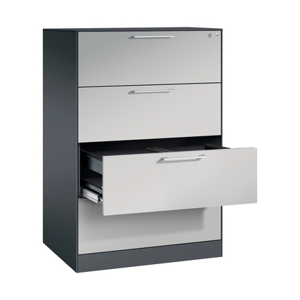 C+P Hängeregistraturschrank Asisto 800 x 1.298 x 600 mm (B x H x T) weißaluminium schwarzgrau Produktbild pa_produktabbildung_2 XL