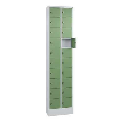 C+P Schließfachschrank Intro mit Sockel 20 Fächer lichtgrau resedagrün Produktbild pa_produktabbildung_2 XL